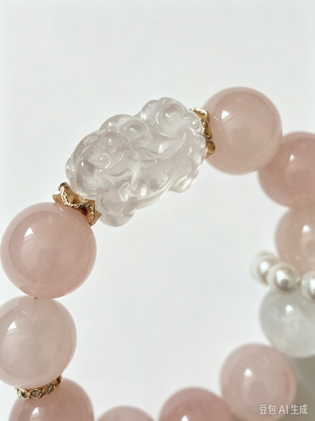 Rose Quartz & Pearl bracelet, photo 3 of 3